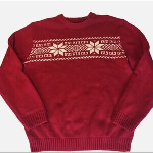 100% Cotton Snowflake Red & White Sweater